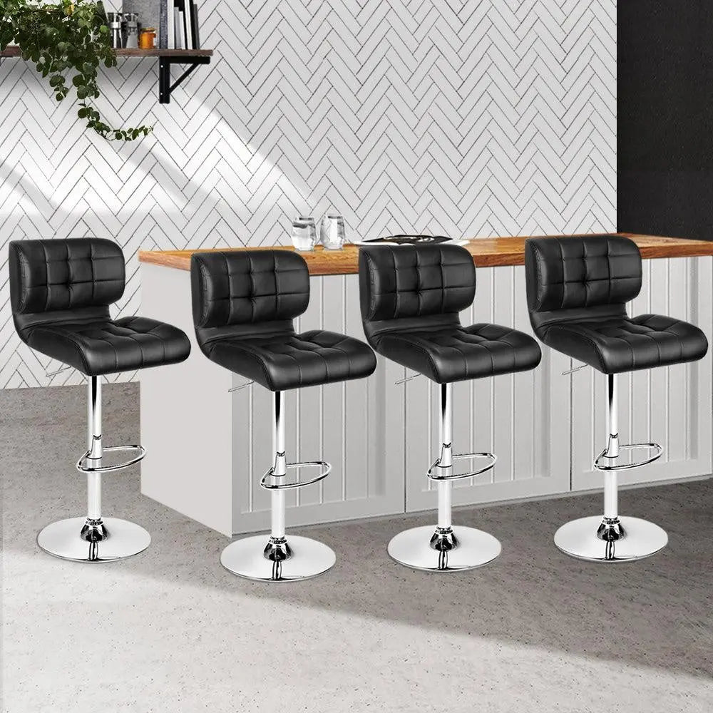 Artiss Set of 4 PU Leather Gas Lift Bar Stools - Black and Chrome Deals499