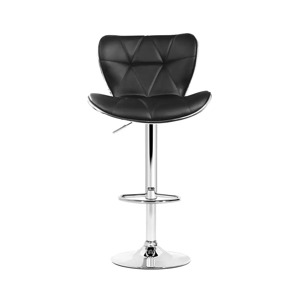 Artiss Set of 4 PU Leather Patterned Bar Stools - Black and Chrome Deals499