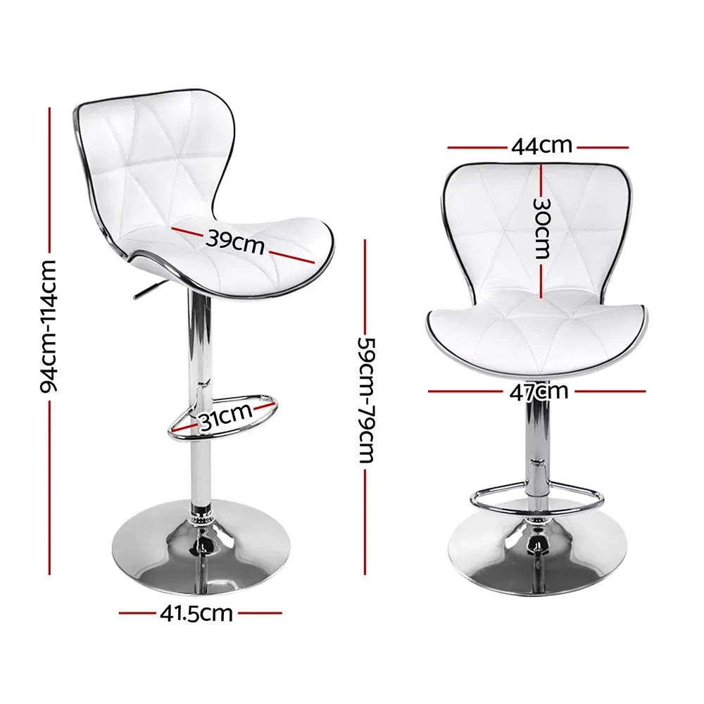 Artiss Set of 4 PU Leather Patterned Bar Stools - White and Chrome Deals499