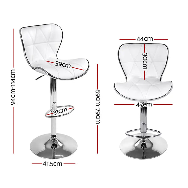 Artiss Set of 4 PU Leather Patterned Bar Stools - White and Chrome Deals499