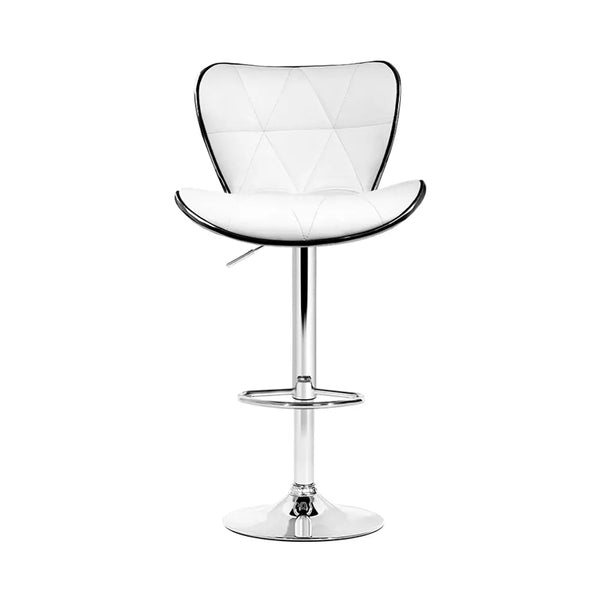 Artiss Set of 4 PU Leather Patterned Bar Stools - White and Chrome Deals499