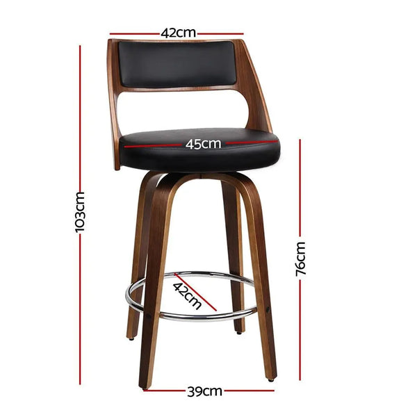 Artiss Set of 4 Wooden Bar Stools PU Leather - Black and Wood Deals499