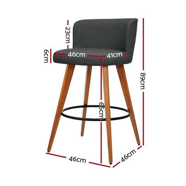 Artiss Set of 4 Wooden Fabric Bar Stools Circular Footrest - Charcoal Deals499