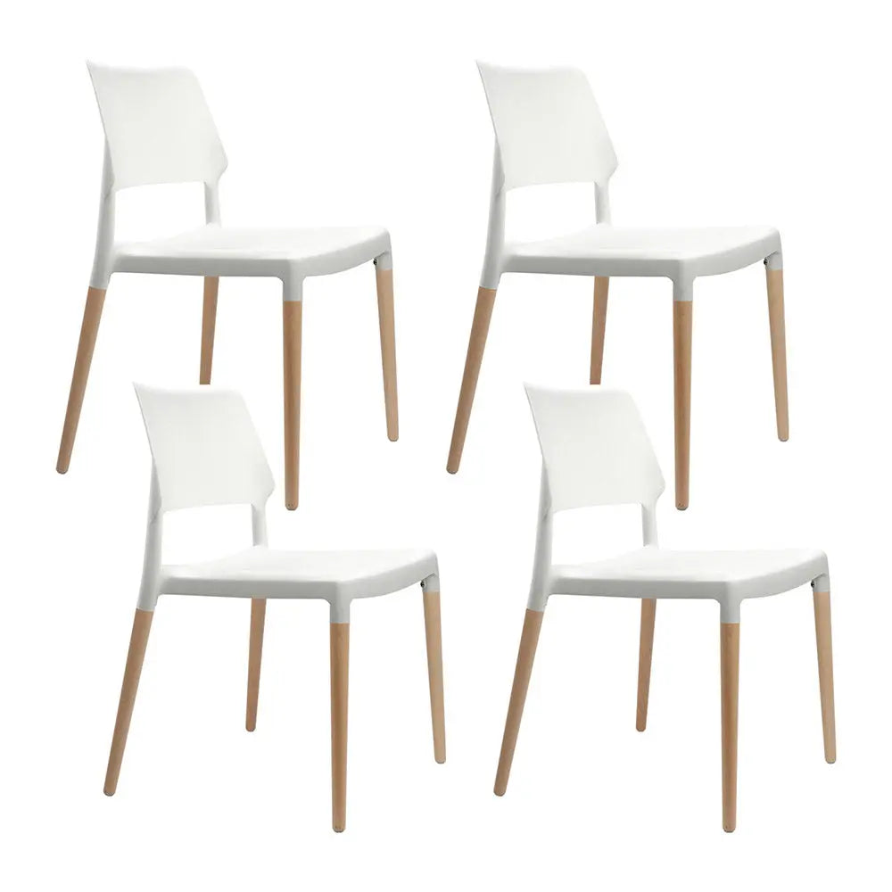 Artiss Set of 4 Wooden Stackable Dining Chairs - White Deals499