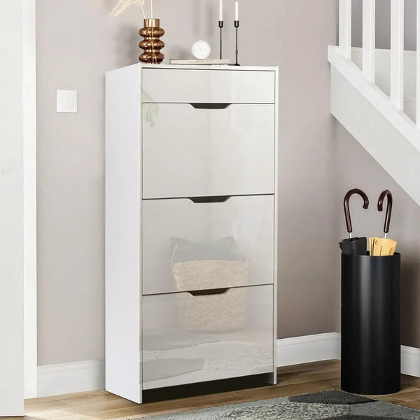 Artiss Shoe Cabinet 3 Tier Shoes Storage Drawer High Gloss White Rack Shelf Deals499