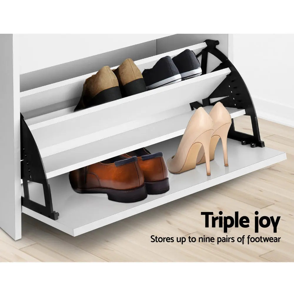 Artiss Shoe Cabinet Bench Shoes Organiser Storage Rack Cupboard White 15 Pairs Deals499