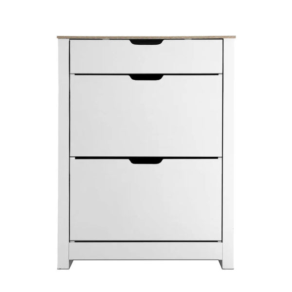 Artiss Shoe Cabinet Rack Storage Organiser Cupboard Shelf Drawer 16 Pairs White Deals499