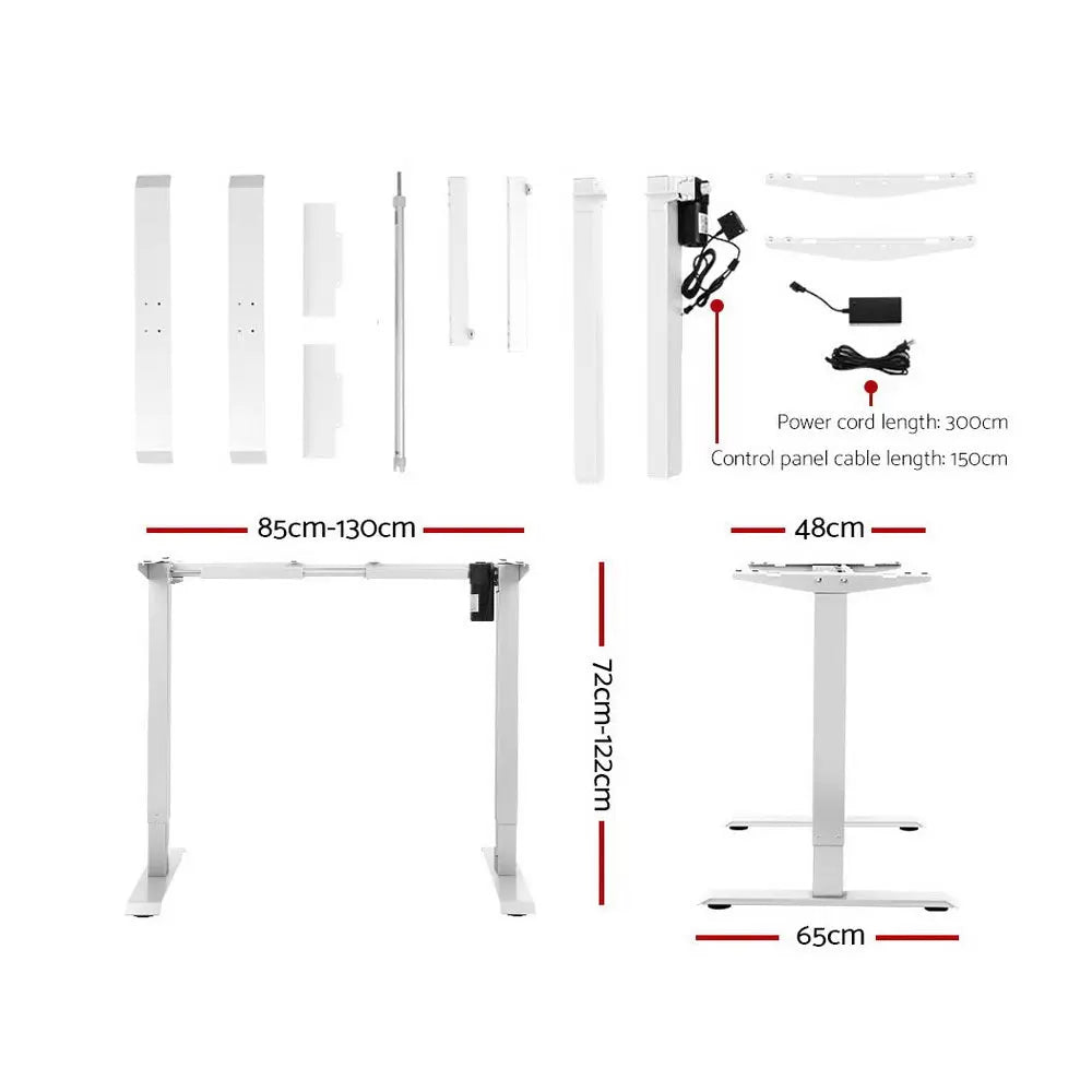 Artiss Standing Desk Adjustable Height Desk Electric Motorised White Frame Black Desk Top 140cm Deals499
