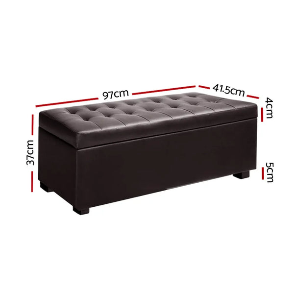 Artiss Storage Ottoman Blanket Box Footstool Leather Foot Stool Chest Toy Brown Deals499