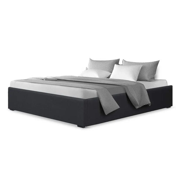 Artiss TOKI Double Size Storage Gas Lift Bed Frame without Headboard Fabric Charcoal Deals499
