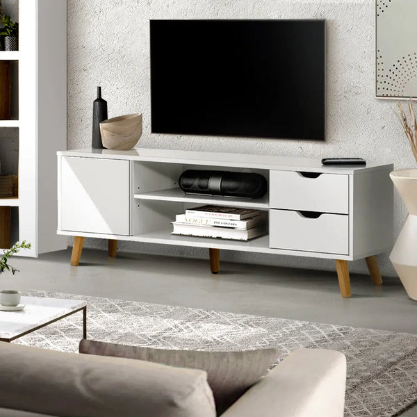 Artiss TV Cabinet Entertainment Unit Stand Wooden Scandinavian 120cm White Deals499