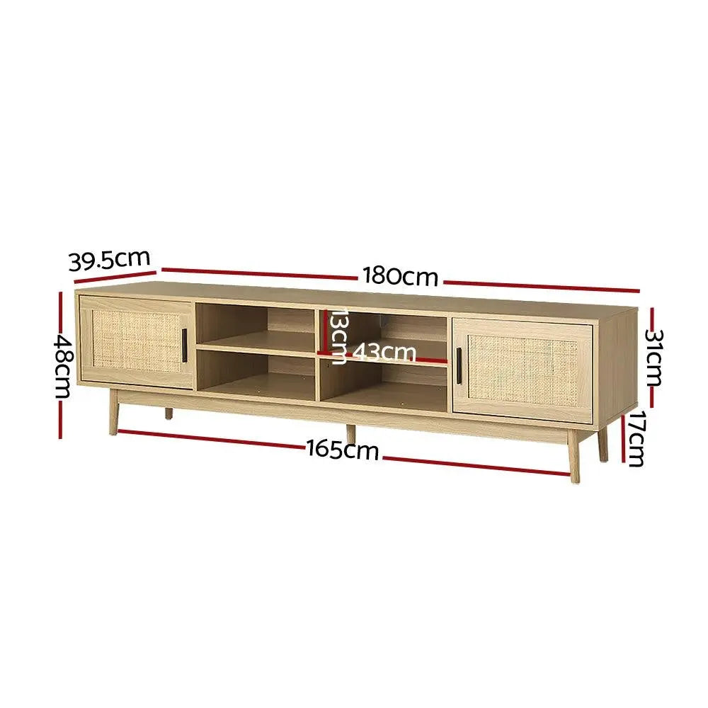 Artiss TV Cabinet Entertainment Unit Storage Cabinets Rattan Wooden 180CM Deals499