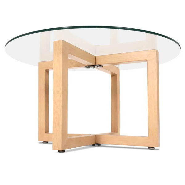 Artiss Tempered Glass Round Coffee Table - Beige Deals499