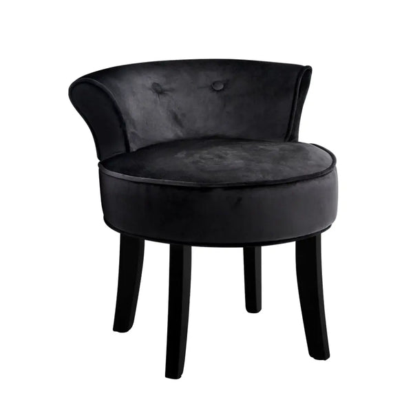 Artiss Velvet Vanity Stool Backrest Stools Dressing Table Chair Makeup Bedroom Black Deals499
