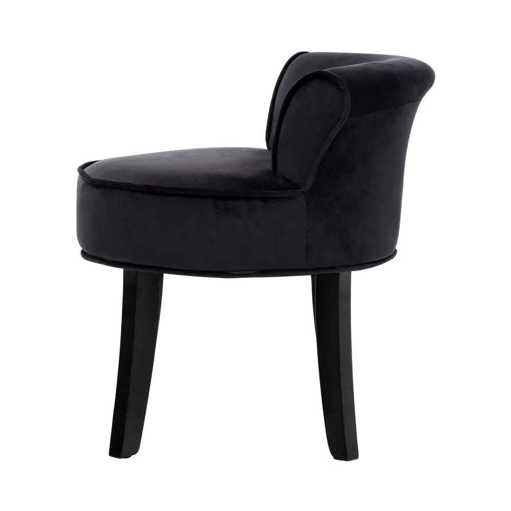 Artiss Velvet Vanity Stool Backrest Stools Dressing Table Chair Makeup Bedroom Black Deals499