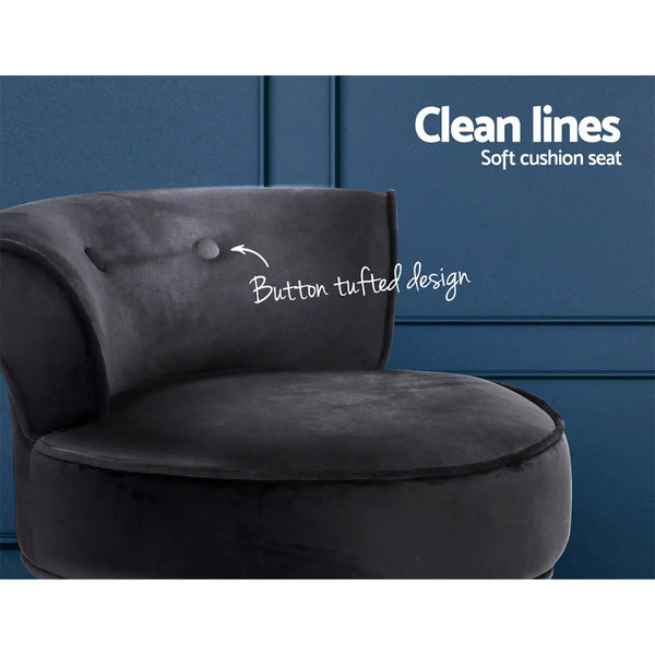 Artiss Velvet Vanity Stool Backrest Stools Dressing Table Chair Makeup Bedroom Black Deals499