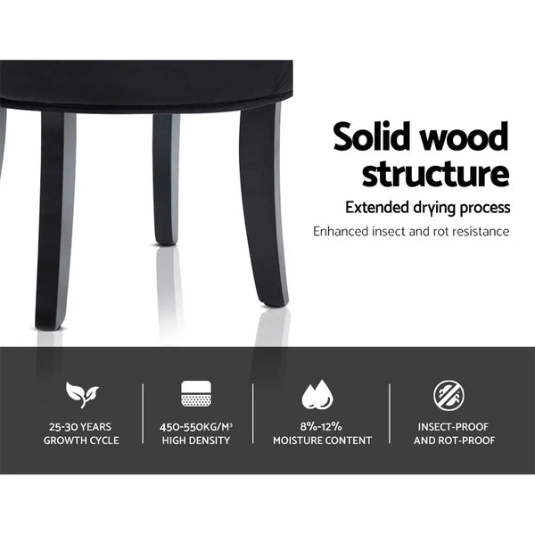 Artiss Velvet Vanity Stool Backrest Stools Dressing Table Chair Makeup Bedroom Black Deals499