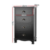 Artiss Vintage Bedside Table Chest 4 Drawers Storage Cabinet Nightstand Black Deals499