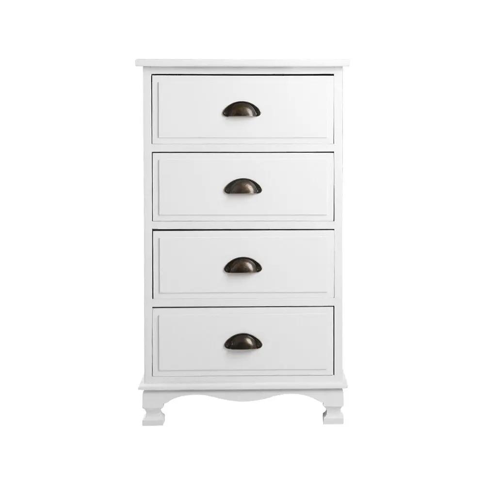Artiss Vintage Bedside Table Chest 4 Drawers Storage Cabinet Nightstand White Deals499