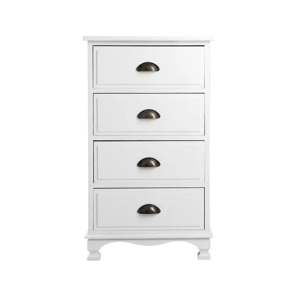 Artiss Vintage Bedside Table Chest 4 Drawers Storage Cabinet Nightstand White Deals499