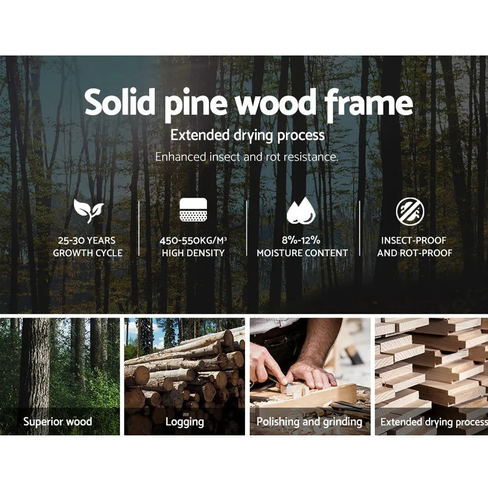 Artiss Wooden Bed Frame Single Size Mattress Base Pine Timber Platform White Deals499