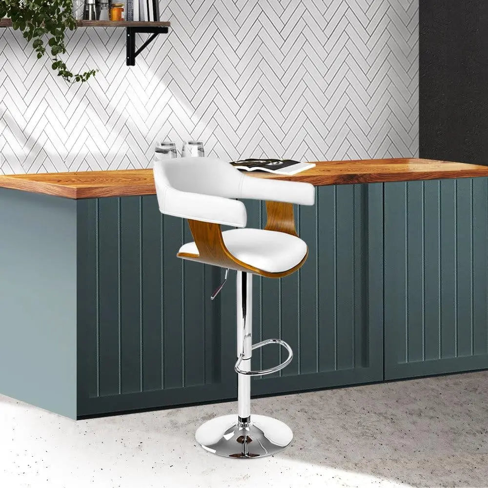 Artiss Wooden PU Leather Bar Stool - White and Chrome Deals499