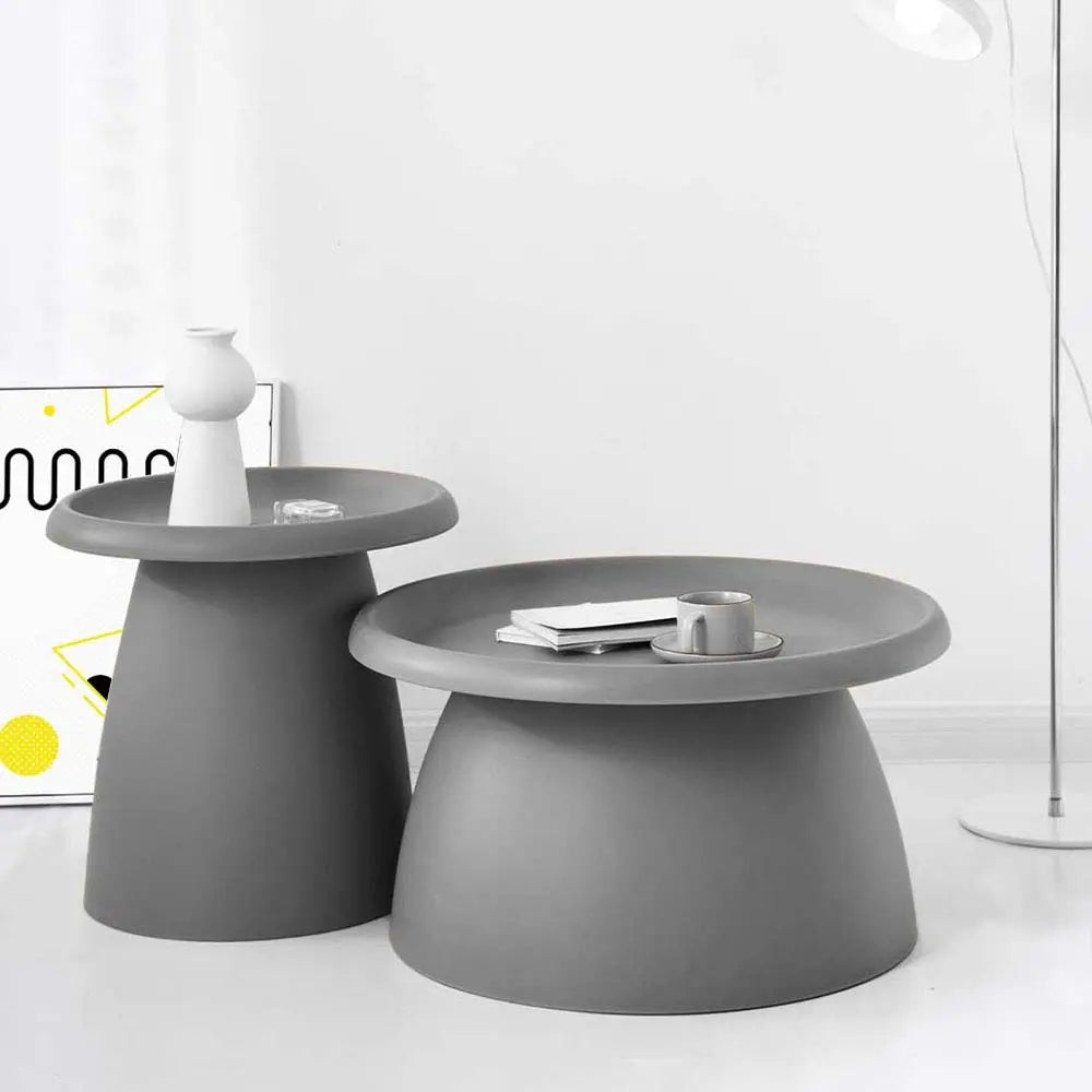 ArtissIn Coffee Table Mushroom Nordic Round Small Side Table 50CM Grey Deals499