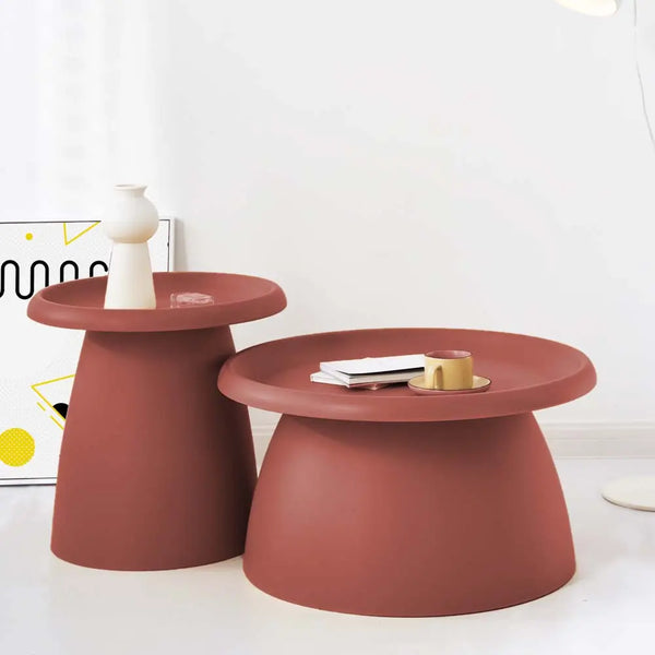 ArtissIn Coffee Table Mushroom Nordic Round Small Side Table 50CM Red Deals499