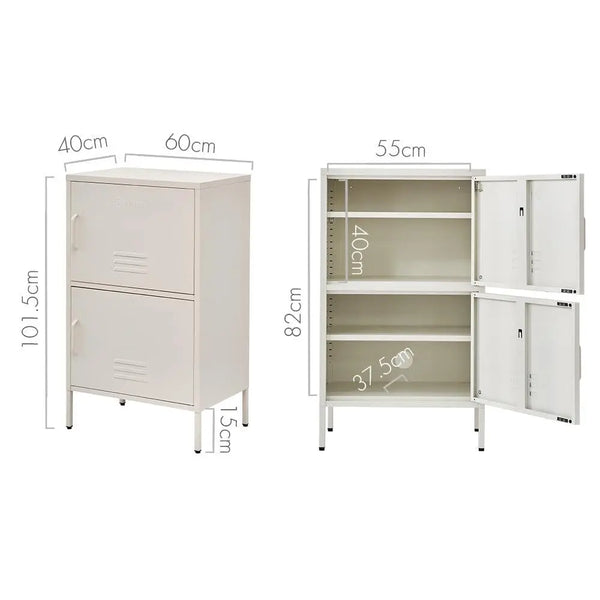 ArtissIn Double Storage Cabinet Shelf Organizer Bedroom White Deals499
