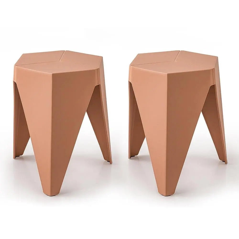 ArtissIn Set of 2 Puzzle Stool Plastic Stacking Stools Chair Outdoor Indoor Pink Deals499