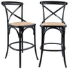 Aster 2pc Crossback Bar Stools Dining Chair Solid Birch Timber Rattan Seat Black Deals499