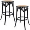 Aster 2pc Round Bar Stools Dining Stool Chair Solid Birch Wood Rattan Seat Black Deals499