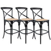 Aster 3pc Crossback Bar Stools Dining Chair Solid Birch Timber Rattan Seat Black Deals499