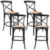 Aster 4pc Crossback Bar Stools Dining Chair Solid Birch Timber Rattan Seat Black Deals499