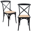 Aster Crossback Dining Chair Set of 2 Solid Birch Timber Wood Ratan Seat - Black Deals499