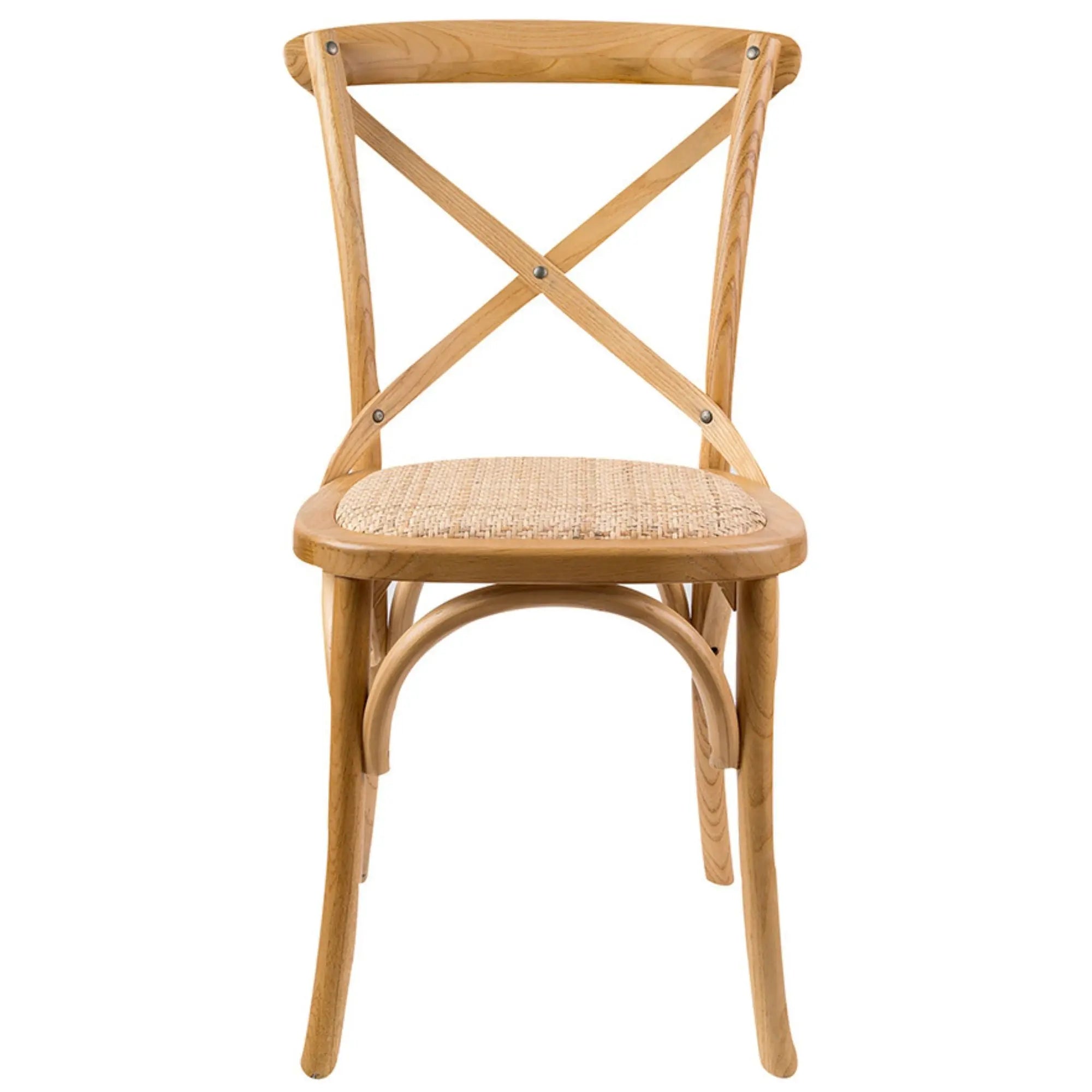 Aster Crossback Dining Chair Set of 2 Solid Birch Timber Wood Ratan Seat - Oak Deals499