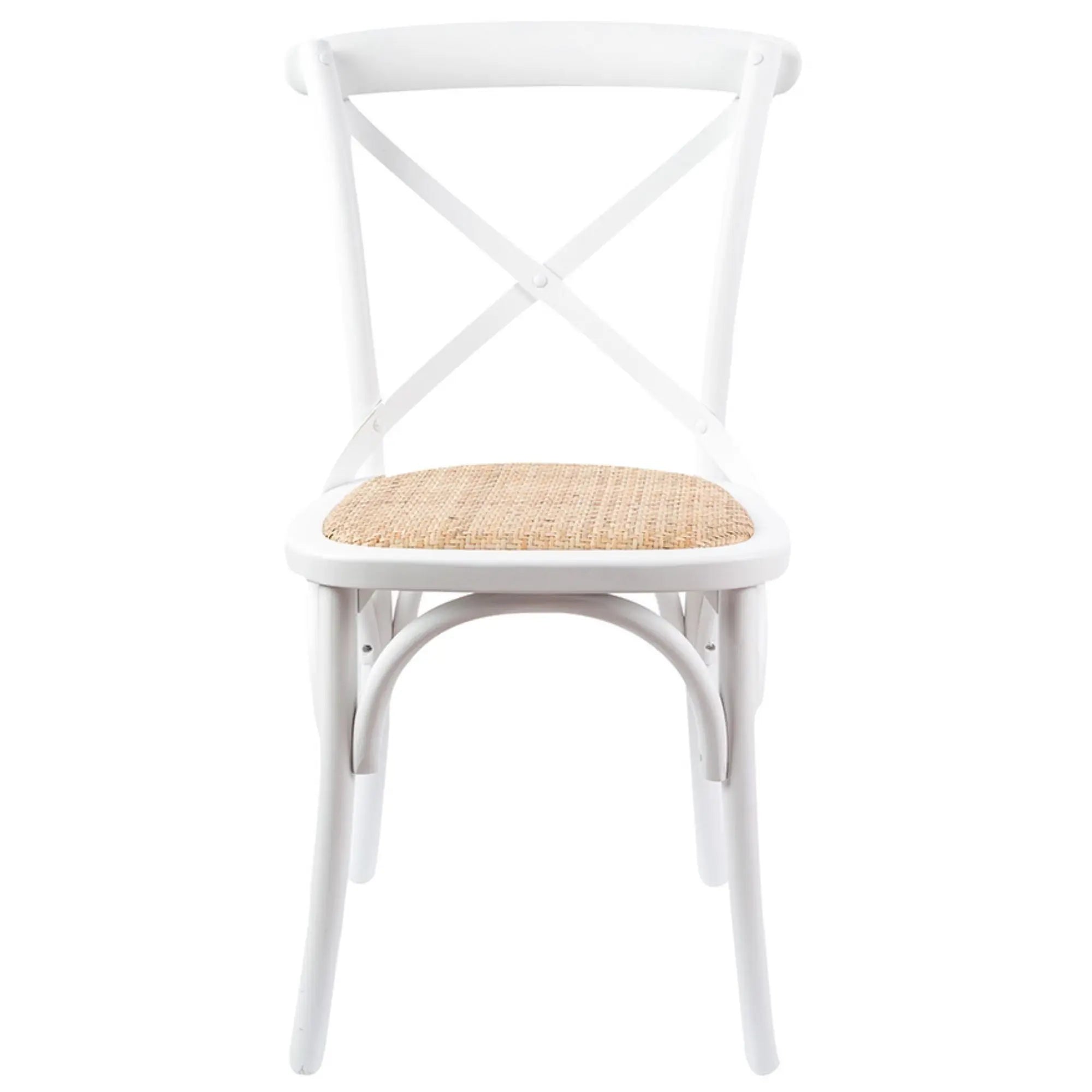 Aster Crossback Dining Chair Set of 2 Solid Birch Timber Wood Ratan Seat - White Deals499