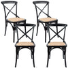 Aster Crossback Dining Chair Set of 4 Solid Birch Timber Wood Ratan Seat - Black Deals499