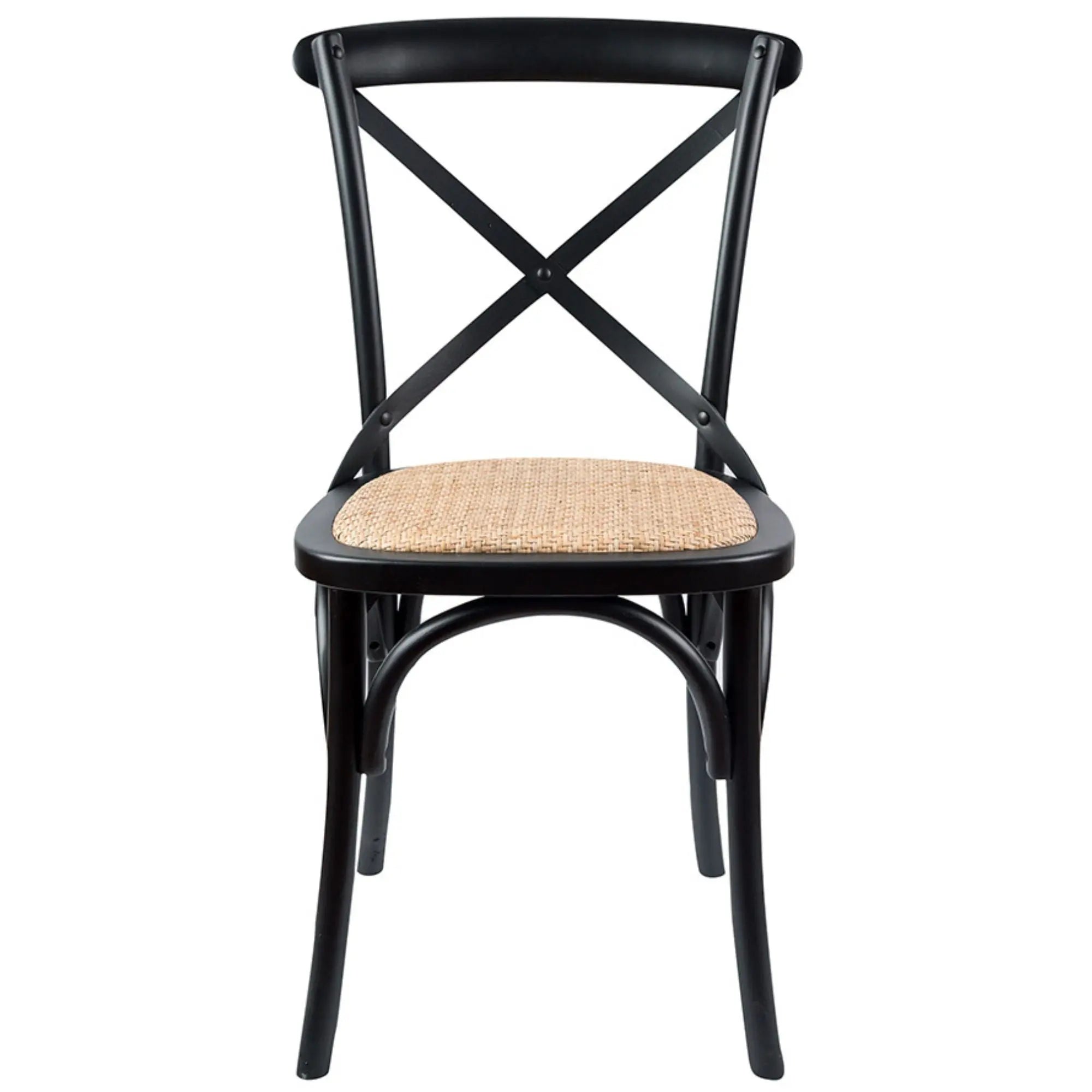 Aster Crossback Dining Chair Set of 4 Solid Birch Timber Wood Ratan Seat - Black Deals499