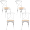 Aster Crossback Dining Chair Set of 4 Solid Birch Timber Wood Ratan Seat - White Deals499