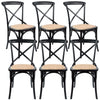Aster Crossback Dining Chair Set of 6 Solid Birch Timber Wood Ratan Seat - Black Deals499