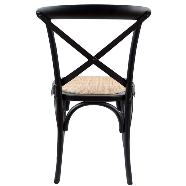 Aster Crossback Dining Chair Set of 6 Solid Birch Timber Wood Ratan Seat - Black Deals499