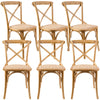 Aster Crossback Dining Chair Set of 6 Solid Birch Timber Wood Ratan Seat - Oak Deals499