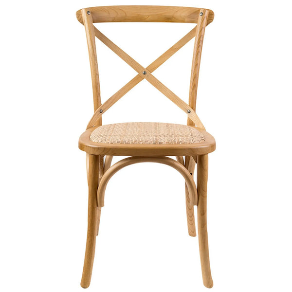 Aster Crossback Dining Chair Set of 6 Solid Birch Timber Wood Ratan Seat - Oak Deals499