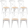 Aster Crossback Dining Chair Set of 6 Solid Birch Timber Wood Ratan Seat - White Deals499