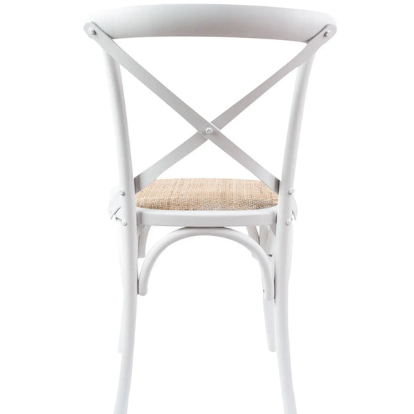 Aster Crossback Dining Chair Set of 6 Solid Birch Timber Wood Ratan Seat - White Deals499