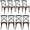 Aster Crossback Dining Chair Set of 8 Solid Birch Timber Wood Ratan Seat - Black Deals499