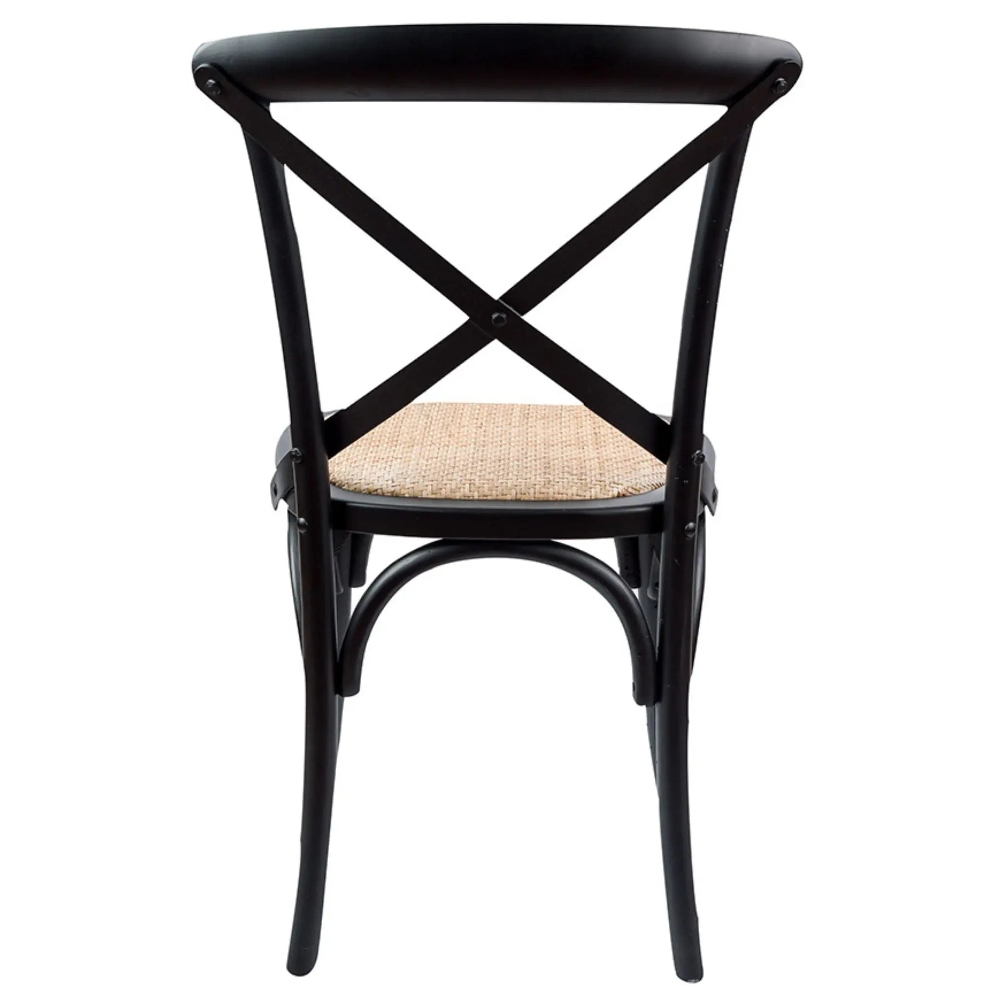 Aster Crossback Dining Chair Set of 8 Solid Birch Timber Wood Ratan Seat - Black Deals499