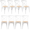 Aster Crossback Dining Chair Set of 8 Solid Birch Timber Wood Ratan Seat - White Deals499