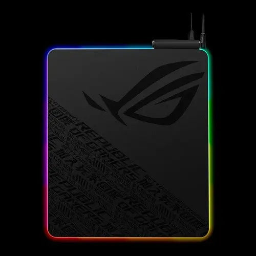 Asus ROG Balteus QI Gaming Mouse Pad (NH01) Qi Wireless Charging LED Indicator, 15-Zone Aura Sync, Portrait Hard Surface, USB Passthrough ASUS
